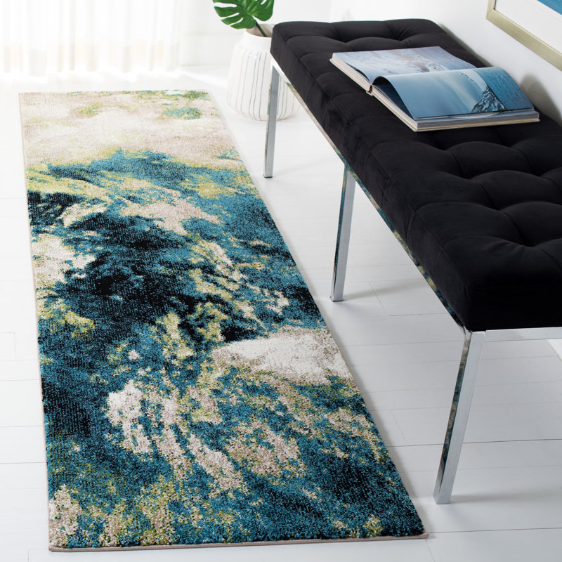 17 Stories Dowlen Abstract Navy/Green Area Rug & Reviews Wayfair.ca